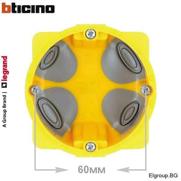 Конзолна кутия за гипсокартон BTicino PB502N, ф67мм х 50мм, УНИВЕРСАЛНА
