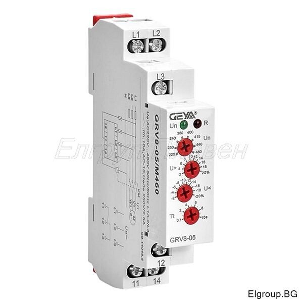 Трифазно реле за контрол на напрежението РЕГУЛИРУЕМО, Geya GRV8-05 M460