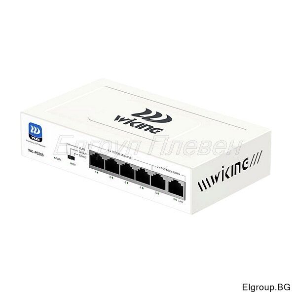 6-портов PoE Switch Wi-Tek Wiking WK-PS206, с 4-PoE порта