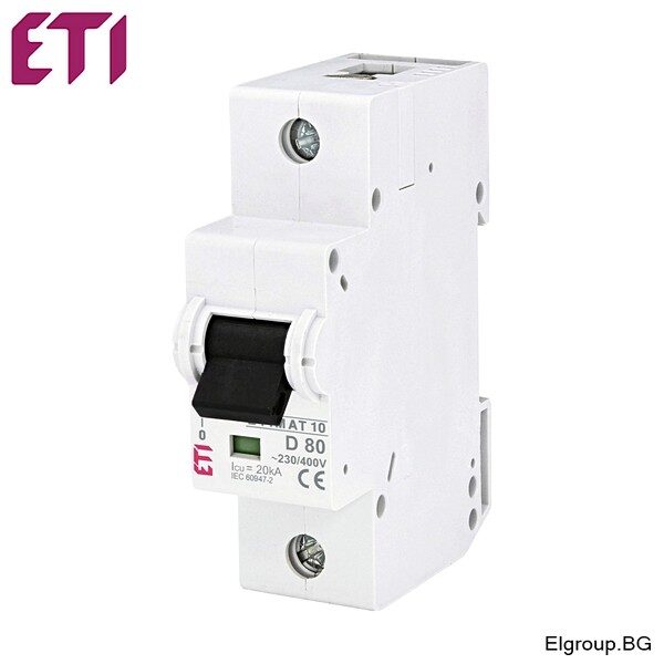 Автоматичен прекъсвач ETIMAT 10 1p D80A, 20kA