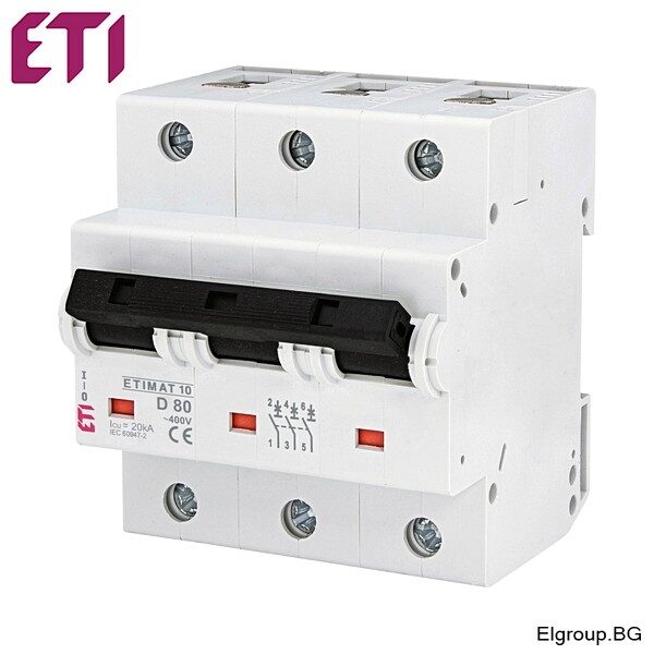 Автоматичен прекъсвач ETIMAT 10 3p D80A, 20kA