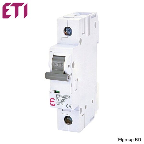 Автоматичен прекъсвач ETIMAT 6 1p D20, 6kA, Eti 002161517