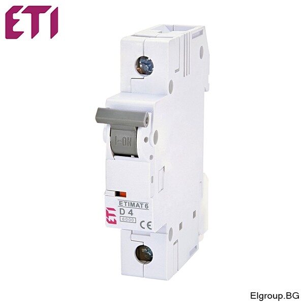 Автоматичен прекъсвач ETIMAT 6 1p D4, 6kA, Eti 002161510