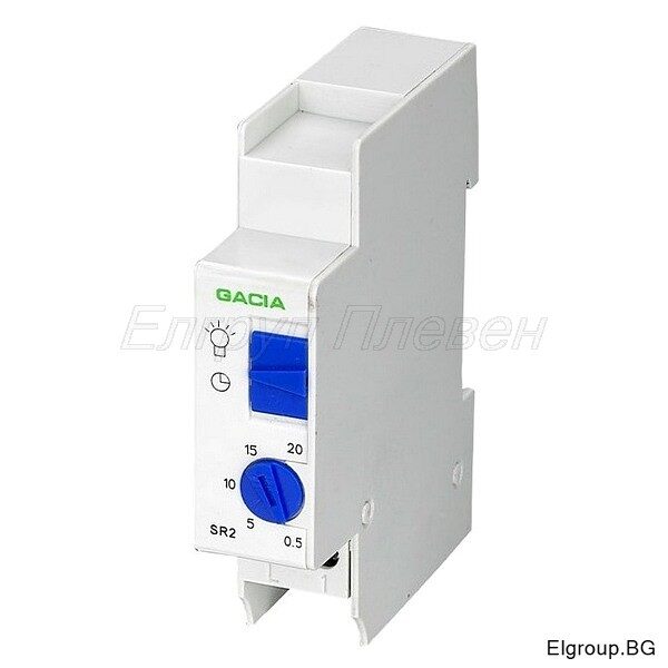Стълбищен автомат Gacia SR2 0.5∼20мин, 16А/230Vac, 1NO контакт, 1-модул