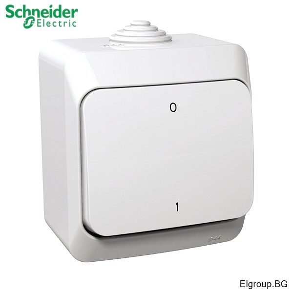 Двуполюсен КЛЮЧ сх.2 Cedar Plus WDE000520 Schneider Electric, 16AX/250V, IP44, БЯЛ