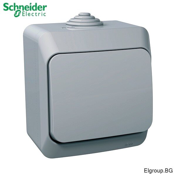 Еднополюсен бутон Cedar Plus WDE000611 Schneider Electric, IP44, СИВ