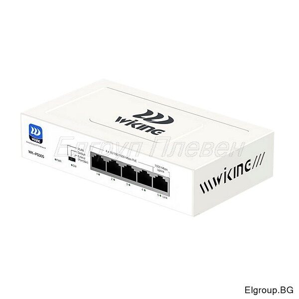 5-портов Gigabit PoE Switch 10/100/1000Mbps с 4-PoE порта Wi-Tek Wiking WK-PS305, обща мощност 45W