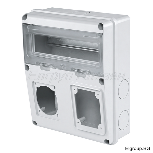 IP55 табло Scame 633.2026 за 2-индустриални (1x 16A/32A + 1x 63A), и 4-броя ШУКО контакта, UV защита