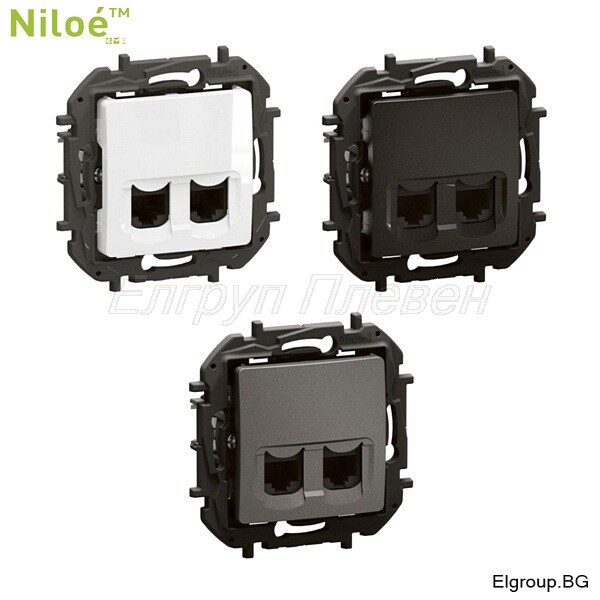 Двойна розетка RJ45 STP cat.6A Legrand New Niloe, мрежова/компютърна в 3 цвята