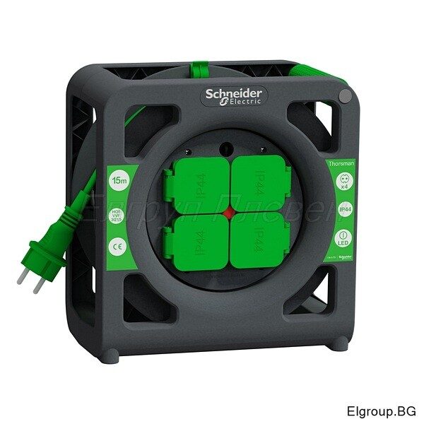 Кабелна макара 15m Schneider Electric IMT33136 Thorsman, 4-гнезда ШУКО, 3G1.5mm², IP44