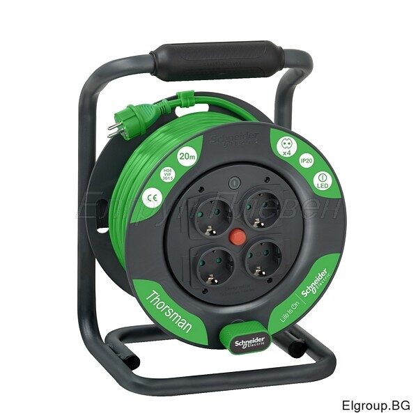 Кабелна макара 20m Schneider Electric IMT33140 Thorsman, 4-гнезда ШУКО, 3G1.5mm²