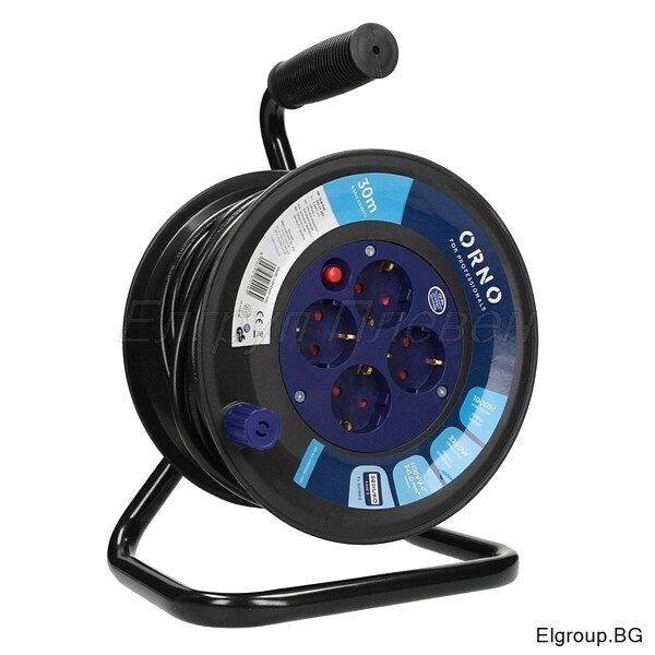 Кабелна макара 30m Orno OR-AE-13153(GS)/30M, 4-гнезда, 3G1.5mm²